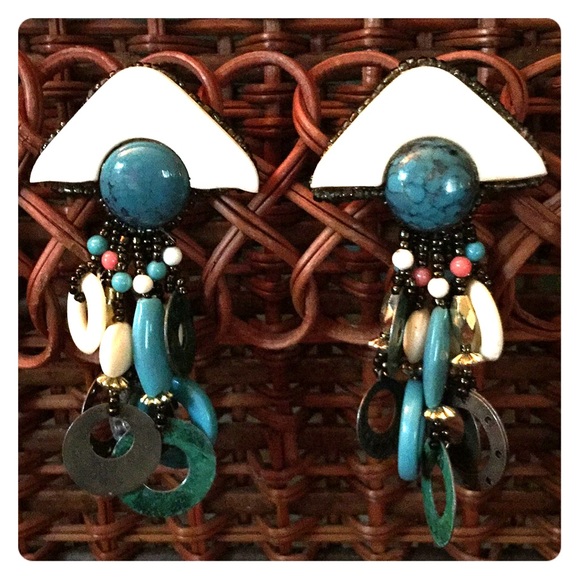 💲🔻Vintage Southwestern Inspired Clip Earrings - Picture 1 of 2